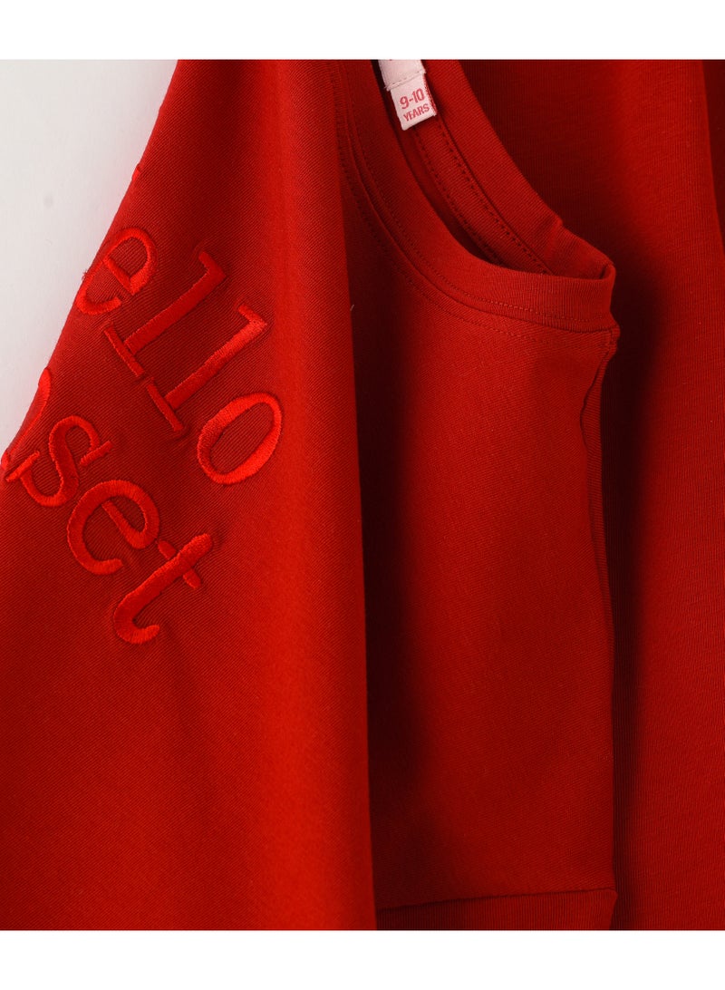 Jelliene Girls Red "Hello Sunset" Graphic T-Shirt - Image 4